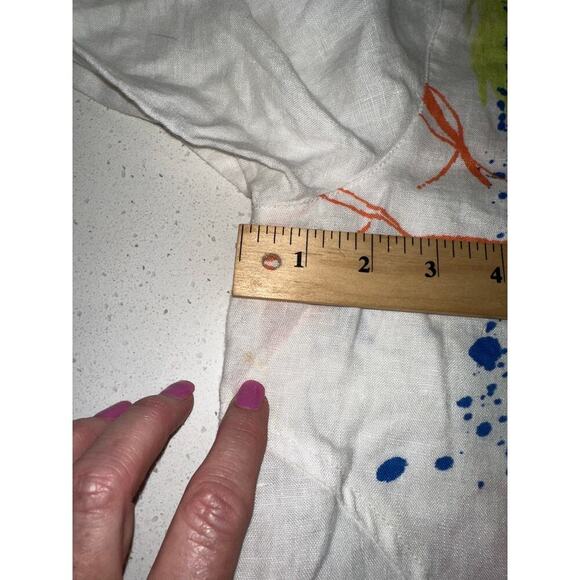 Ali Meyers Scoop Neck Tunic Top Linen Fun Colorful M artsy Lagenlook vacation - Picture 7 of 10